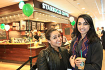 students at the Roth Starbucks grand opening