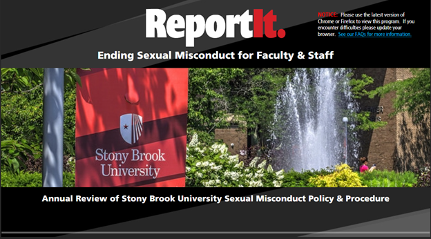 Screenshot of ReportIt Annual Review for Faculty and Staff title page