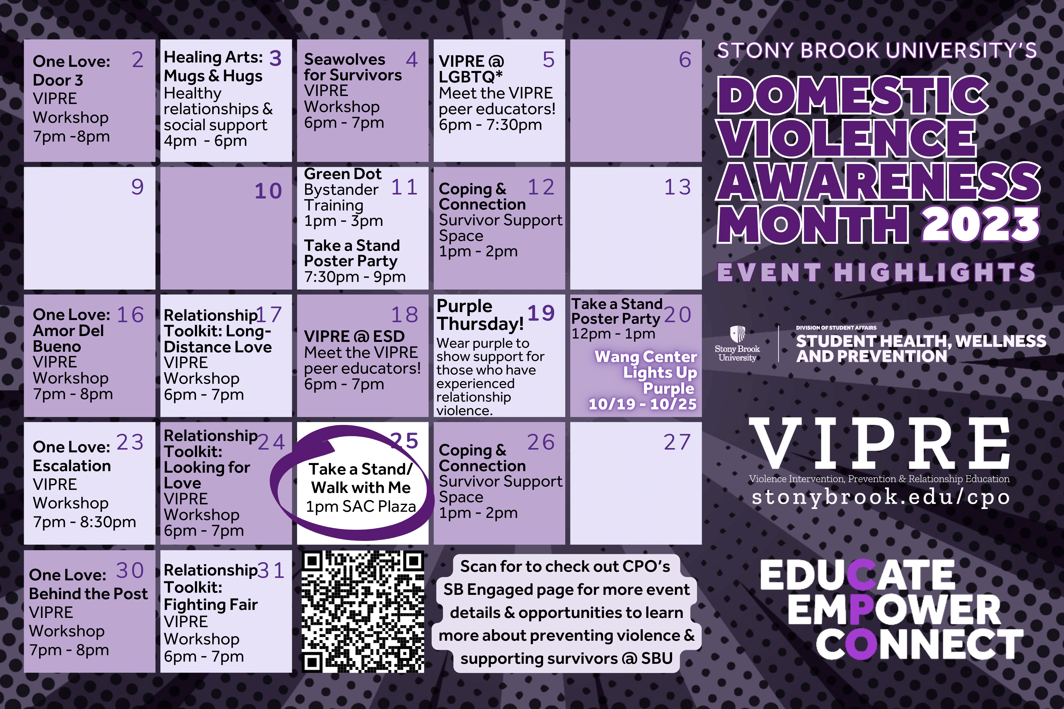 Decorative Domestic Violence Awareness Month Calendar