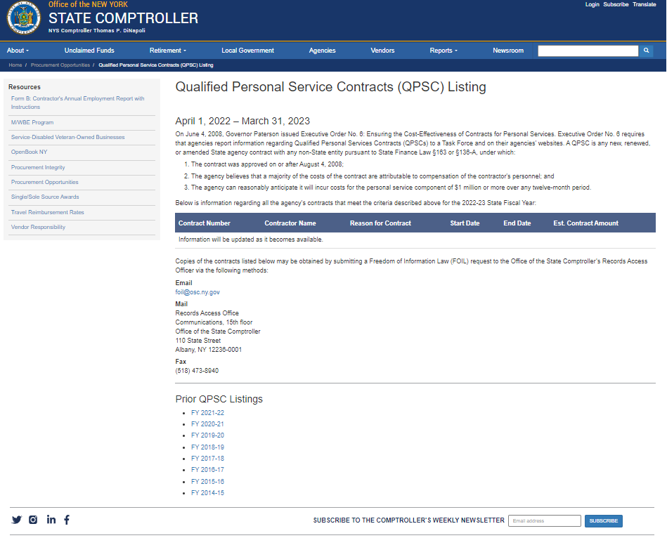 Qualified Personal Service Contract (QPSC)