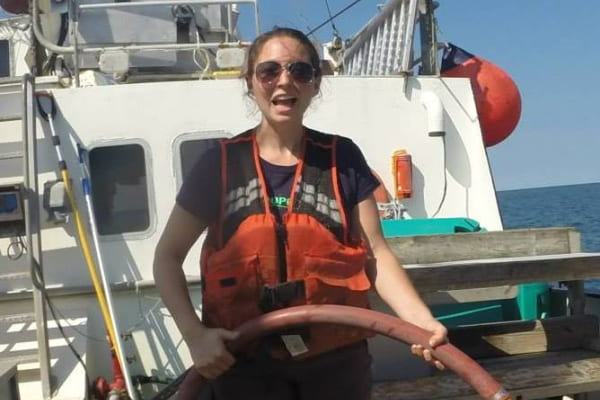 Emily Markowitz onboard the R/V Seawolf