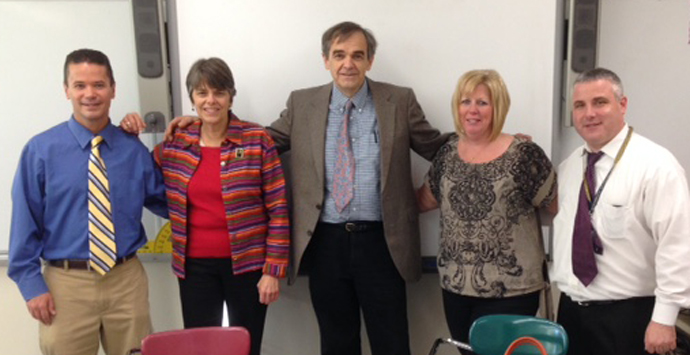 Assistant Dean Craig Markson, Mary Beth Tinker, John Tinker, Kathy Kuhlmeier Frey and EDL faculty member David Scott.